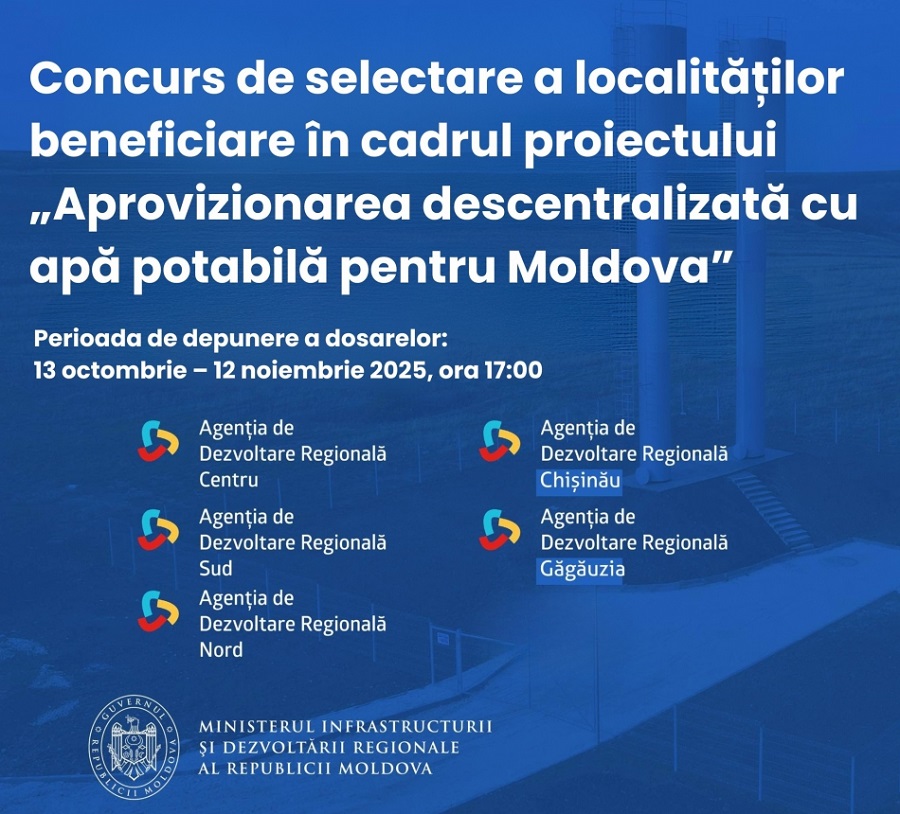 Concurs pentru localitățile care vor beneficia de sisteme moderne de tratare a apei potabile concurs